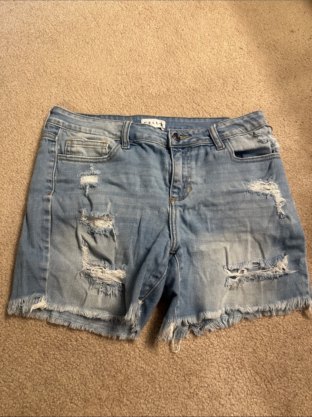 Cello medium Light Blue Ripped Denim Shorts